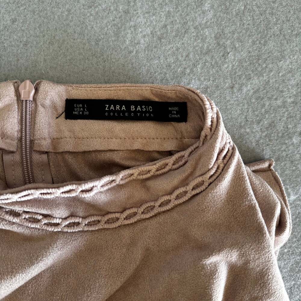 Zara Basic Collection Sleeveless Tiered Ruffle Faux Suede Dress - Picture 7 of 10